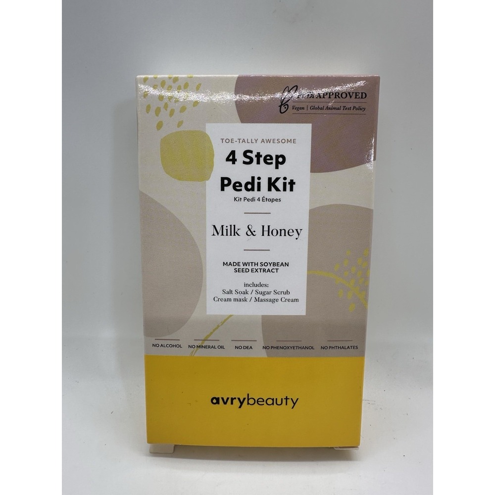 AvryBeauty 4 Step Milk & Honey Pedicure Kit Vegan Spa Foot Care